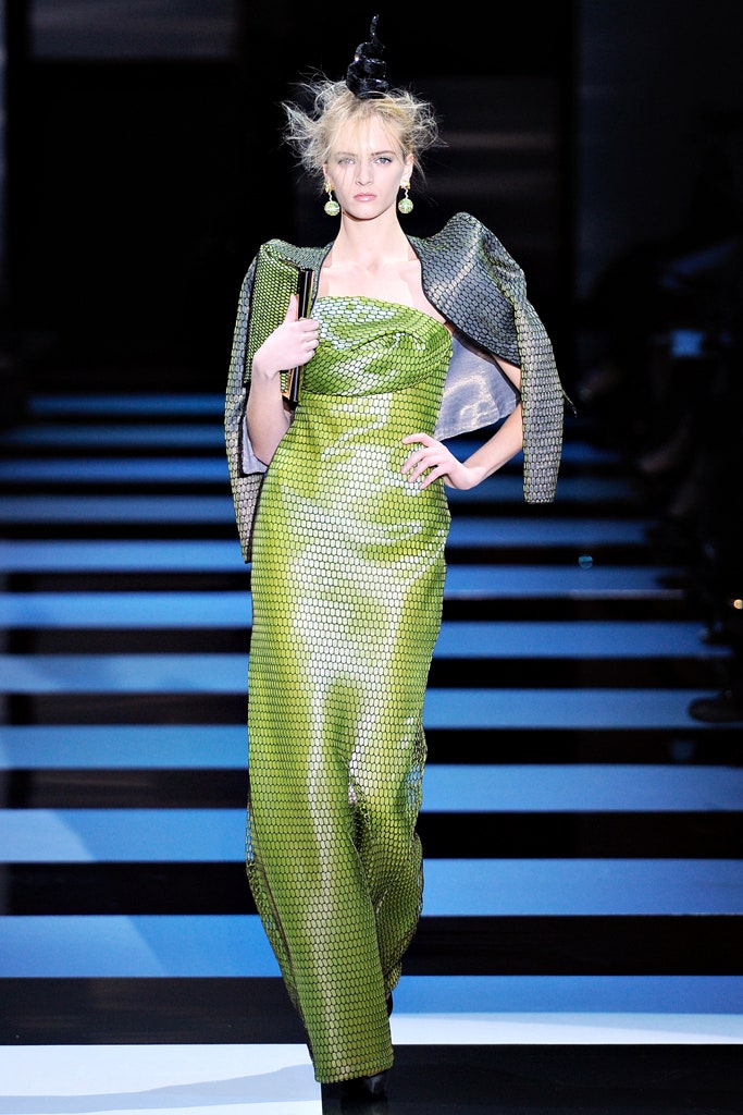 green silk gown with black cape