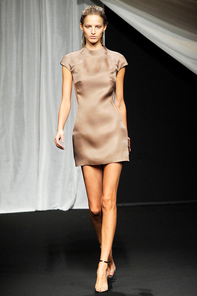 beige silk fitted mini dress