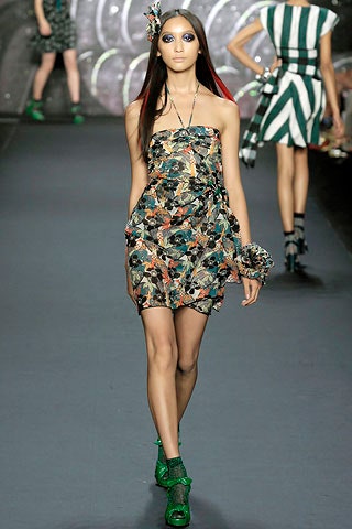 multi-colored ruffled strapless dress