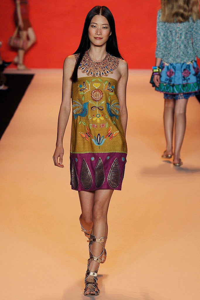 embroidered yellow and purple mini dress