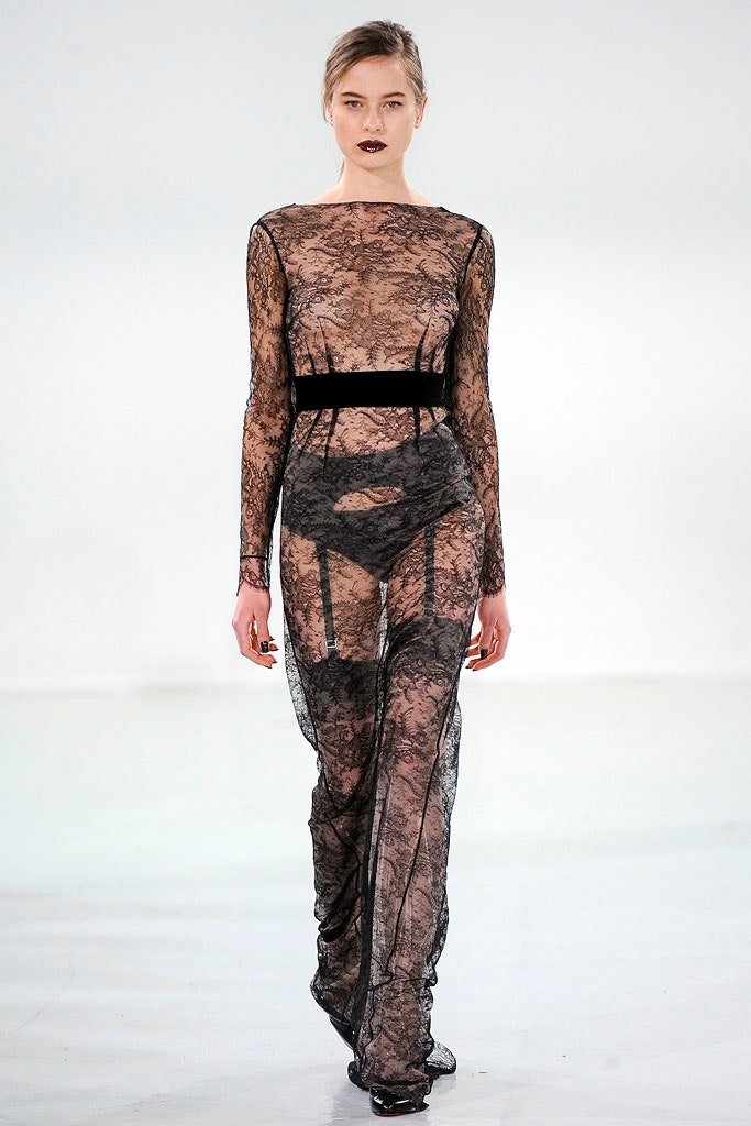 black lace fitted gown