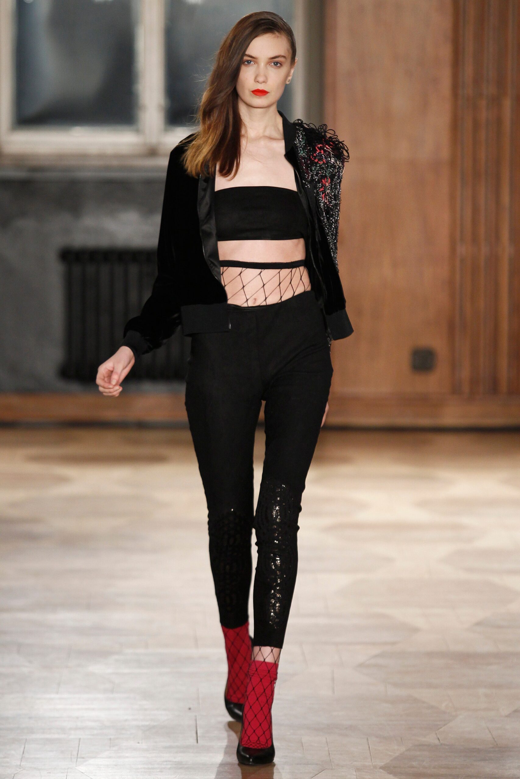 black denim fitted zippered pants