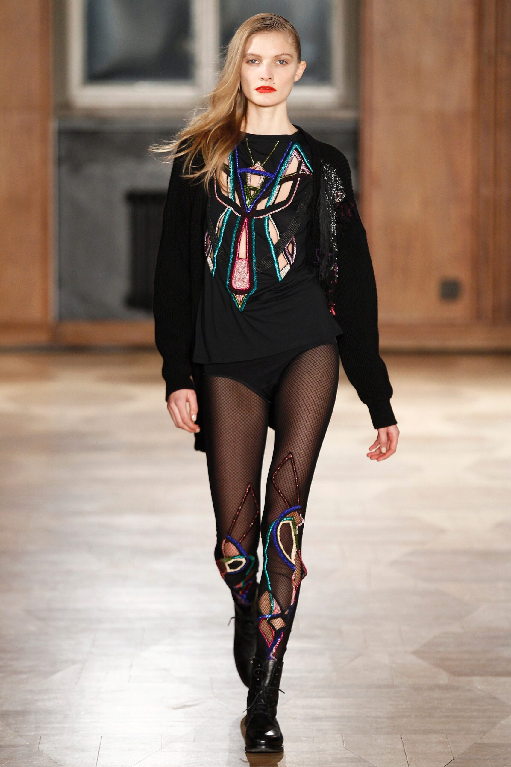black cotton fitted printed leggings