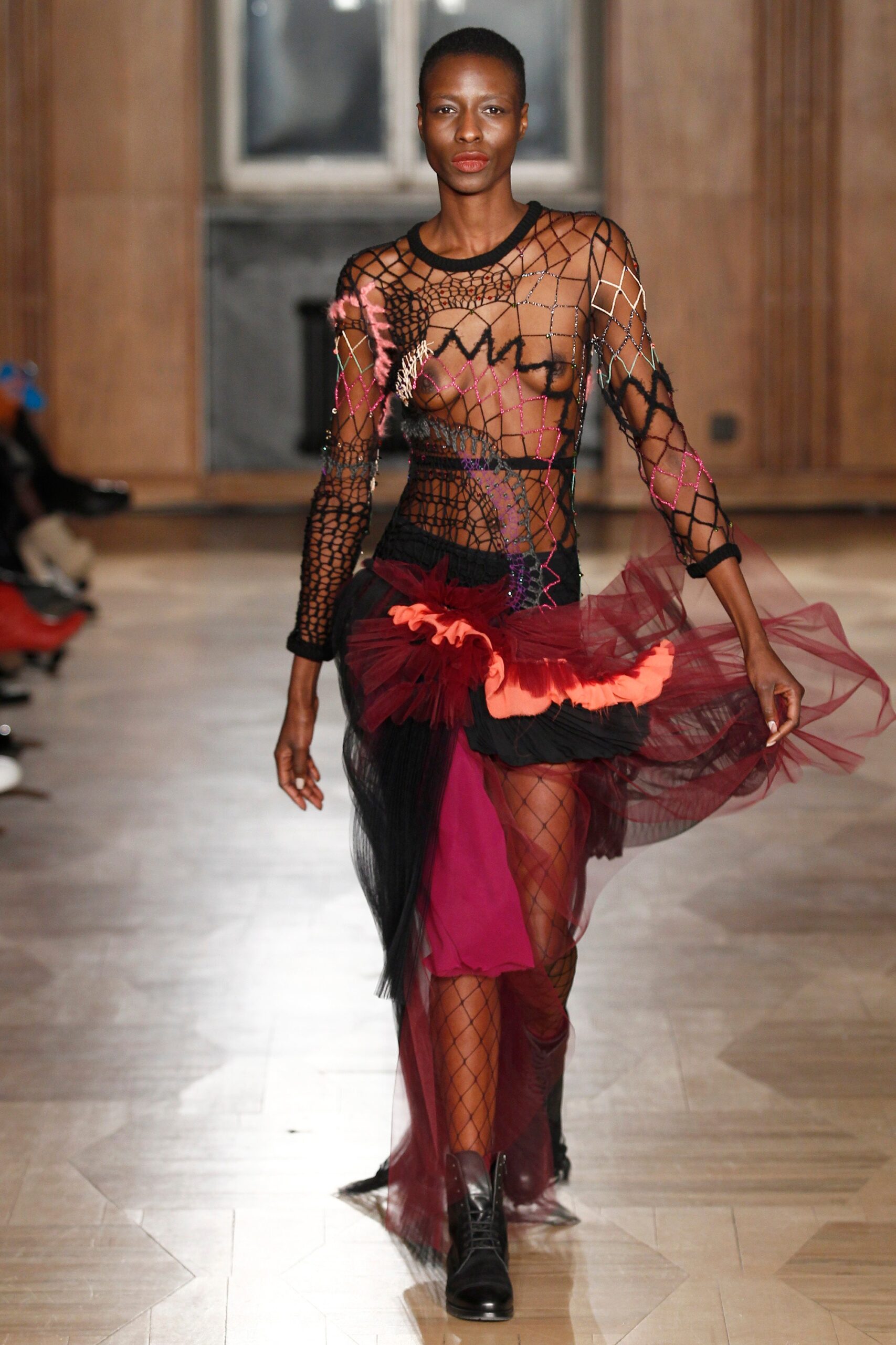 black sheer layered dress