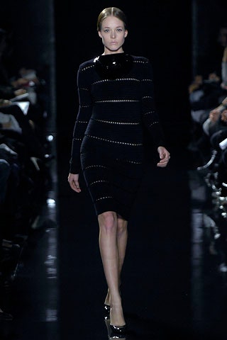 black fitted striped dress