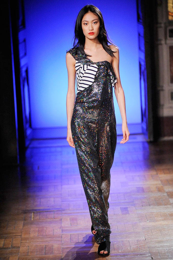 black and white sequined jumpsuit