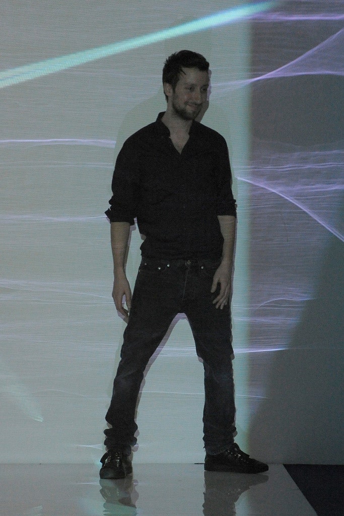black fitted shirt and pants