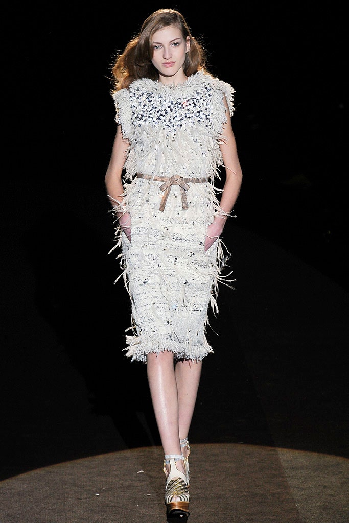 white fringed beaded midi dress