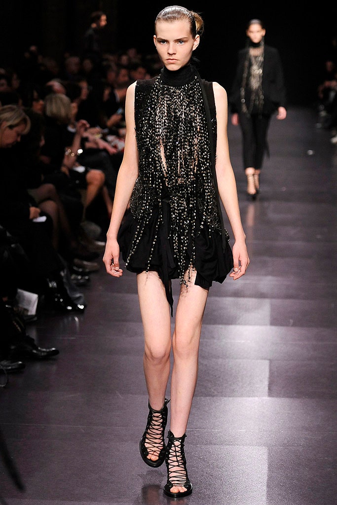 black fringed mini dress
