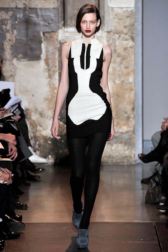 black and white color-blocked mini dress