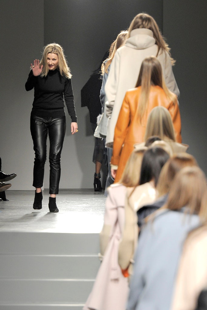 black fitted top and leather pants