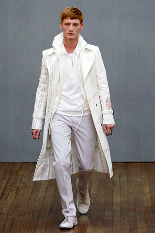 white fitted coat and pants
