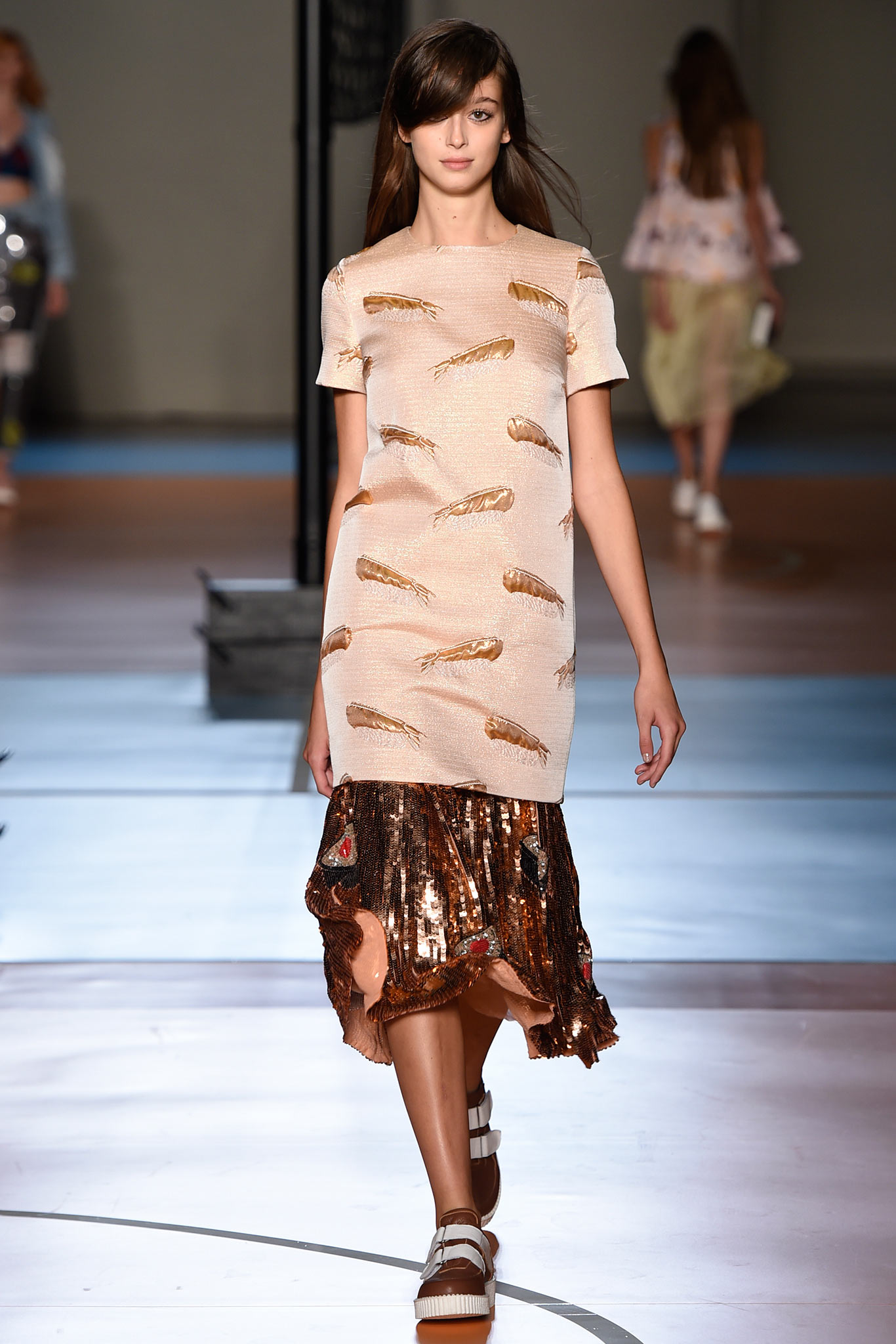 beige embroidered midi dress