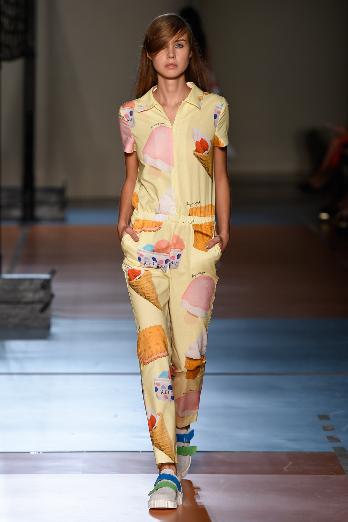 yellow printed relaxed jumpsuit