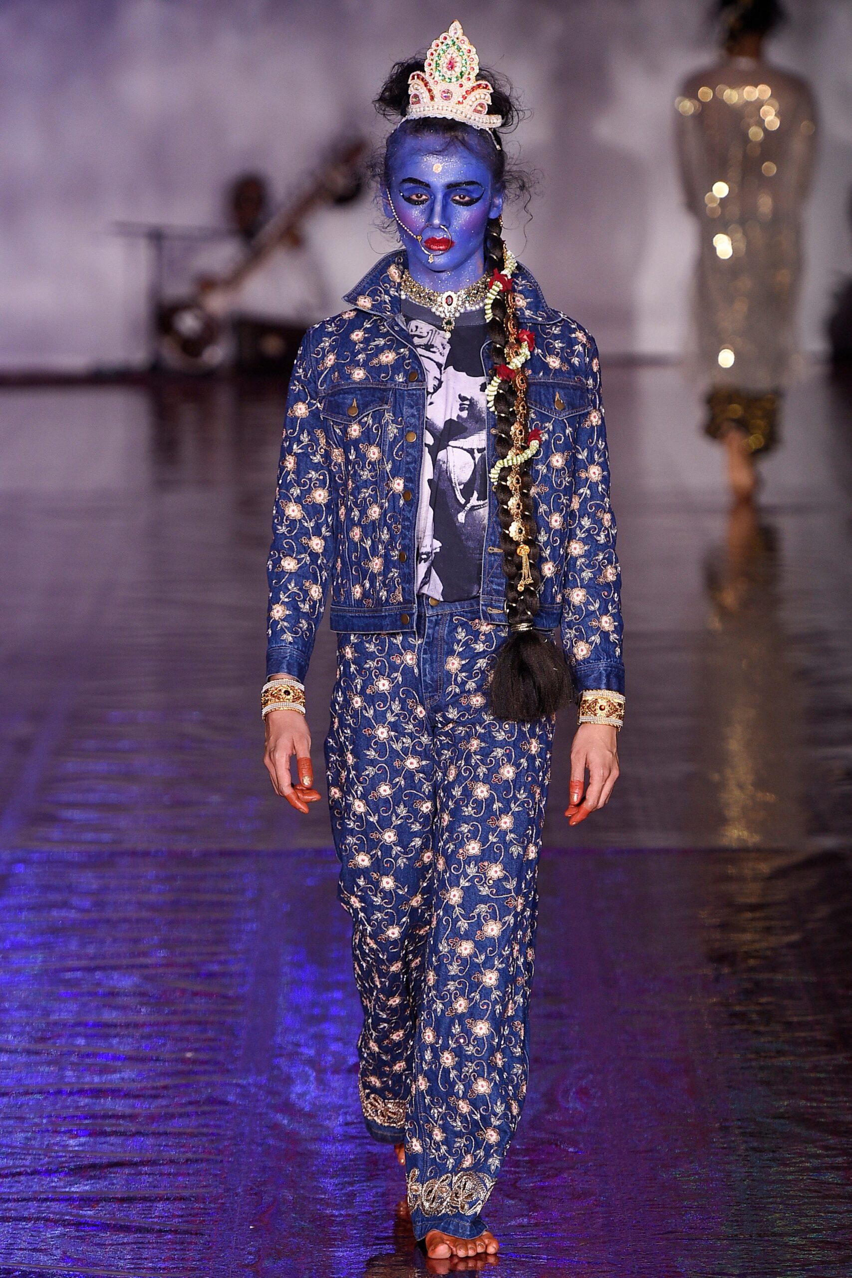 blue denim jacket and pants