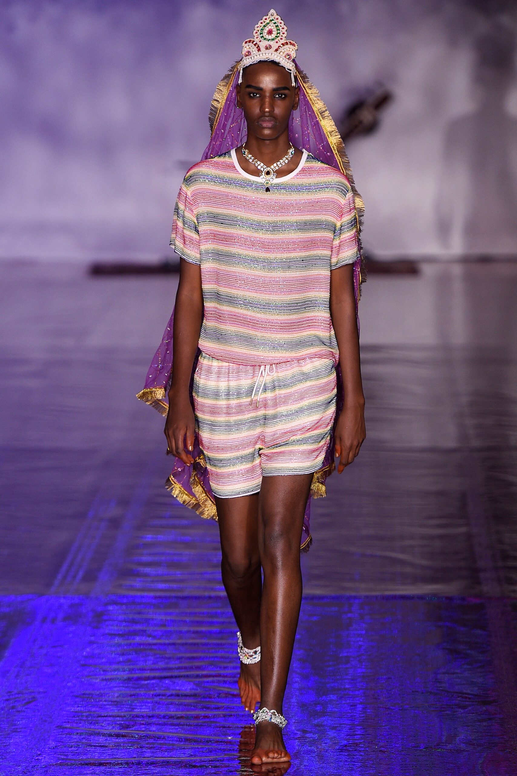 striped cotton top and shorts