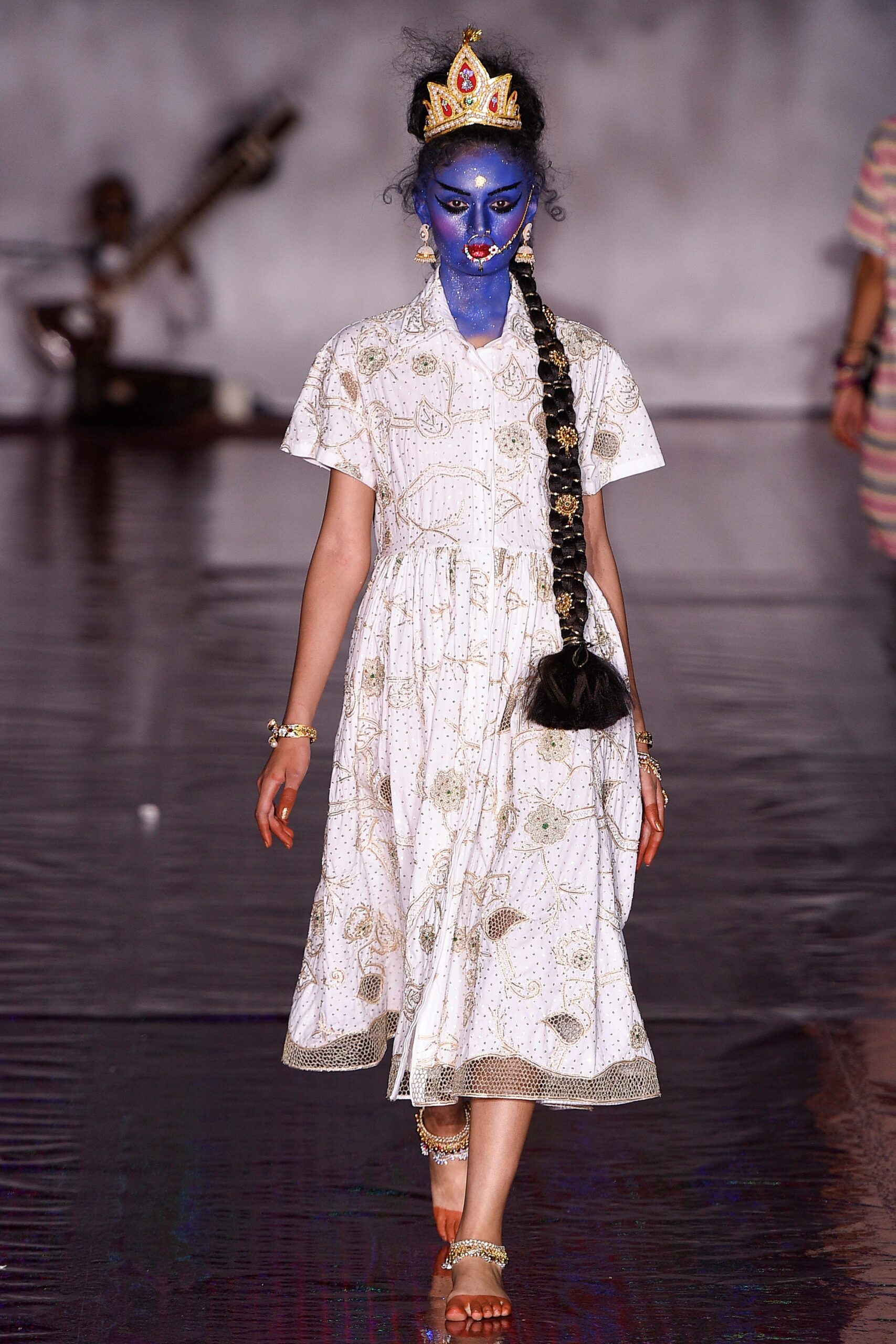 white embroidered midi dress