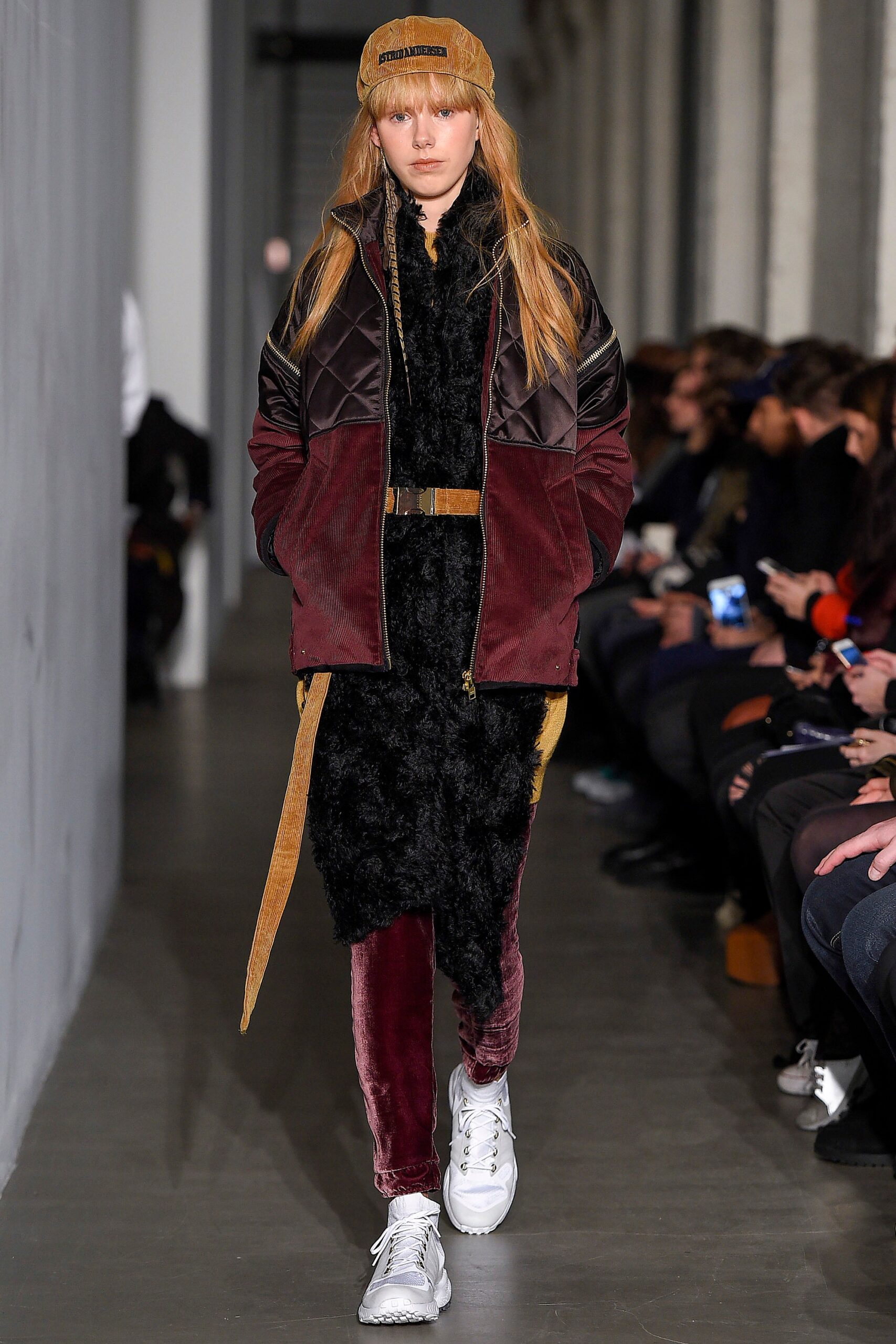 brown velvet faux-fur jacket