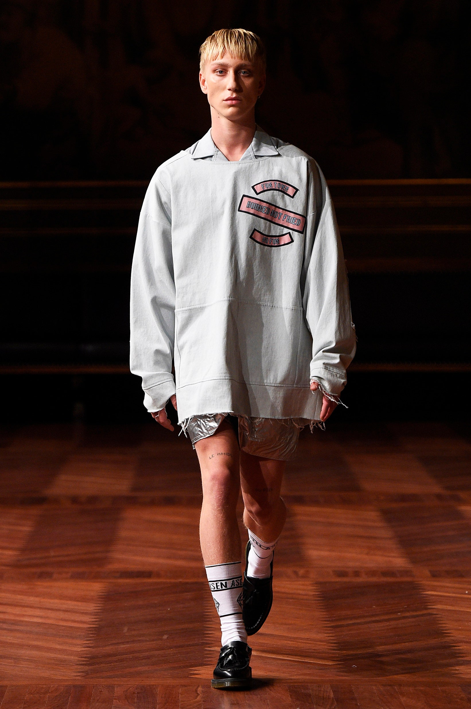 gray satin fitted pleated short shorts