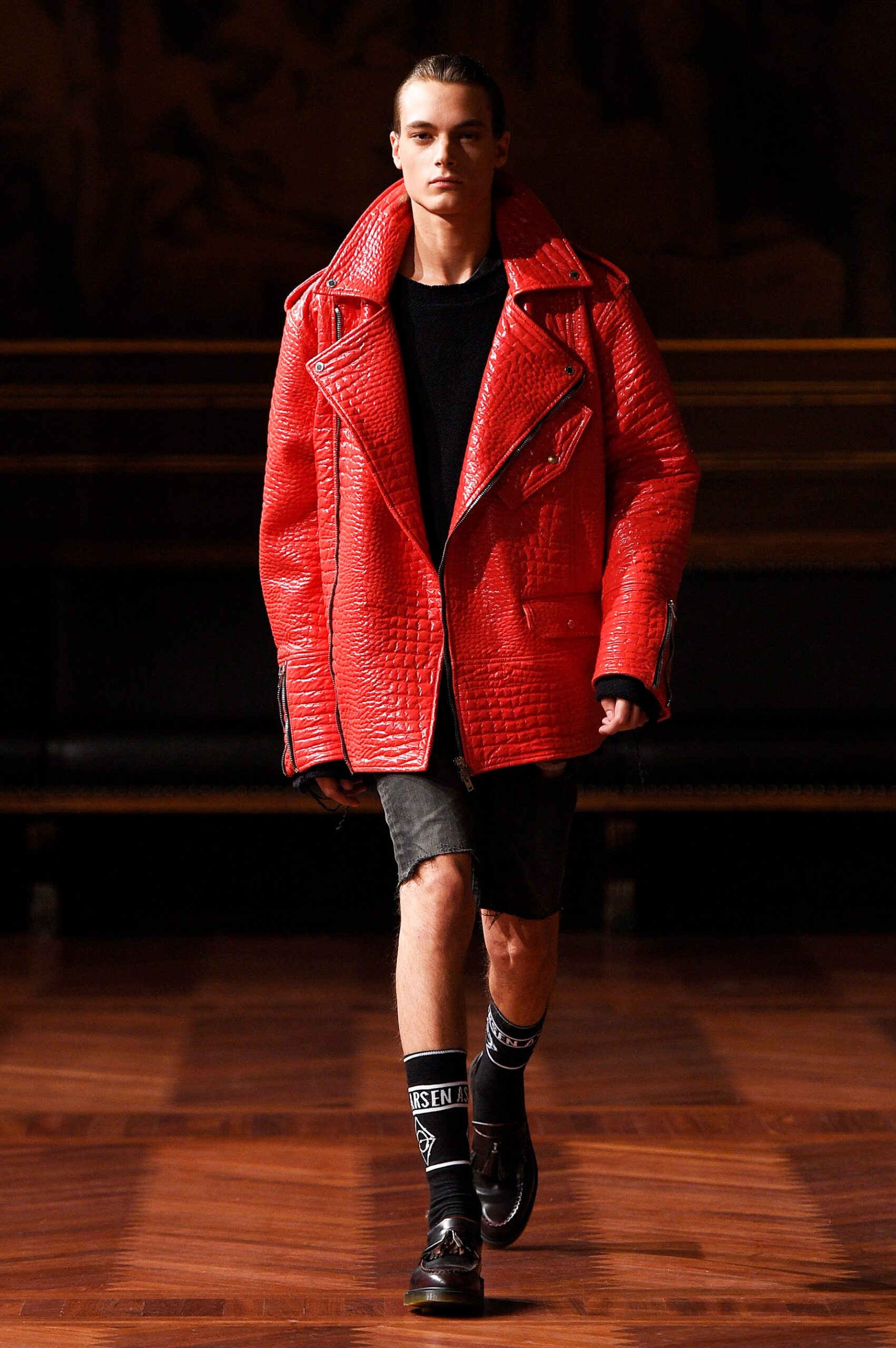 red leather fitted jacket