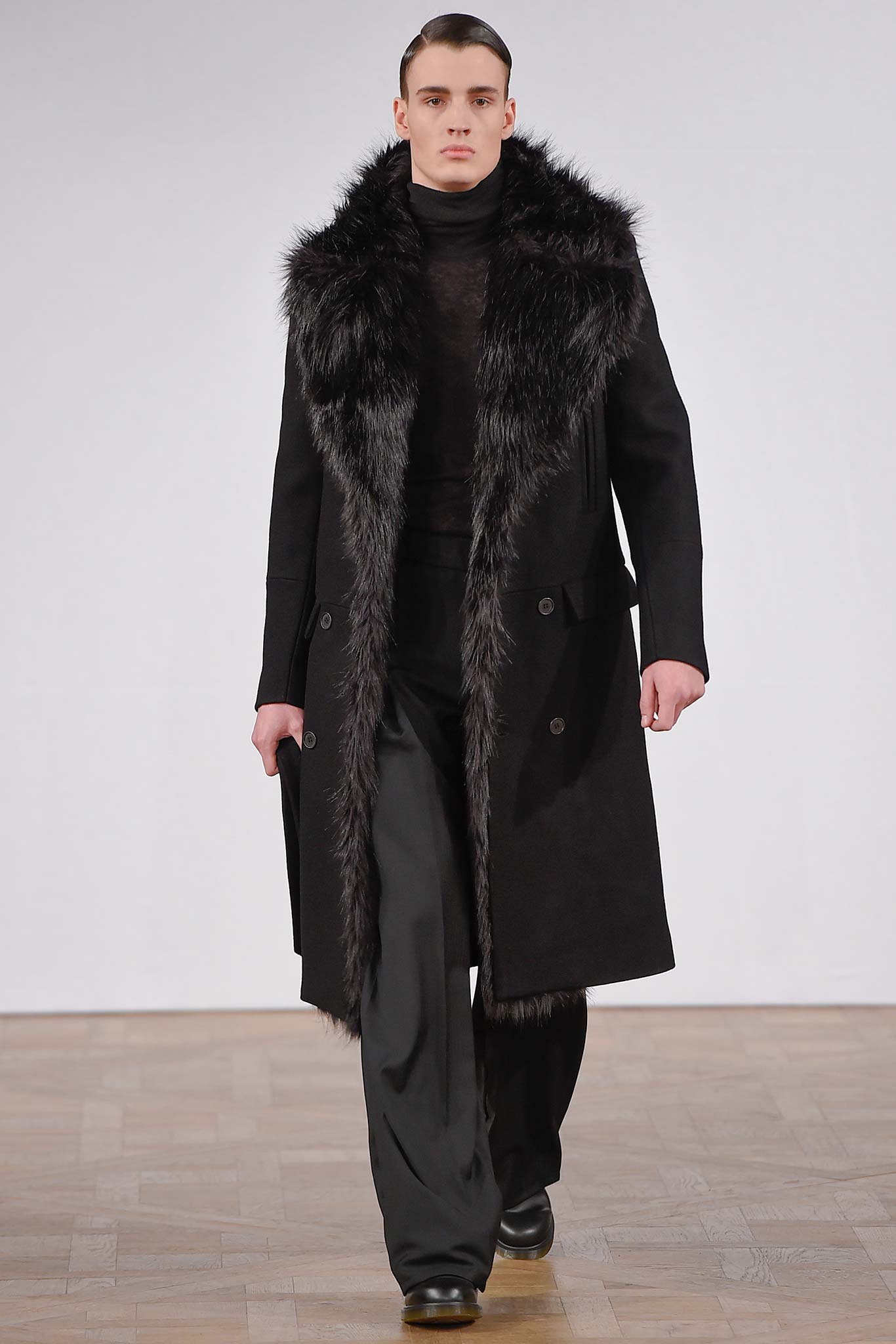 black wool coat with fur