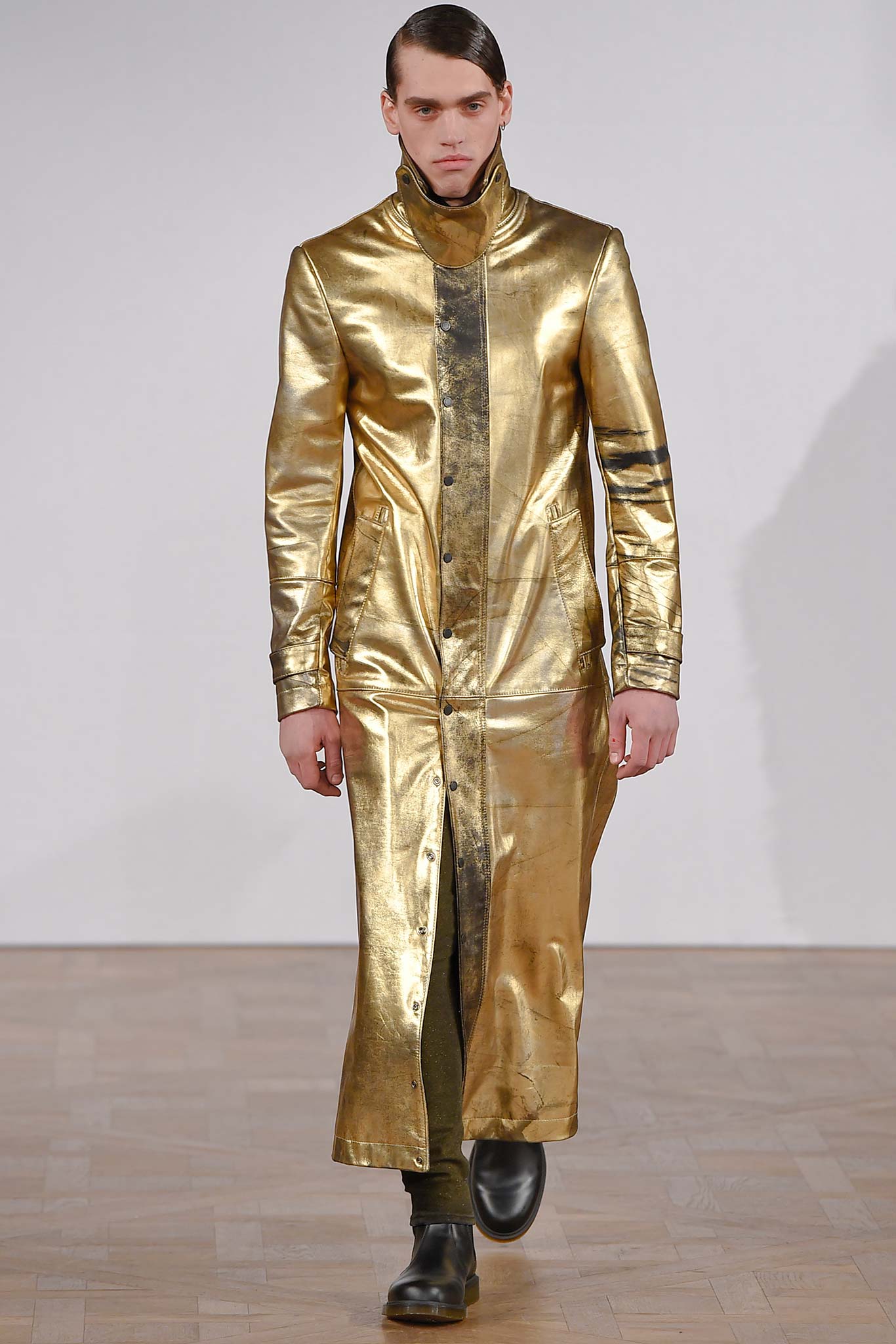 gold metallic fitted coat