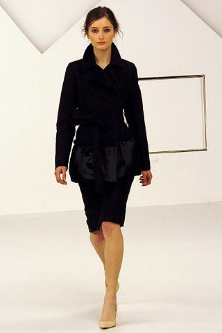 black fitted coat and dress