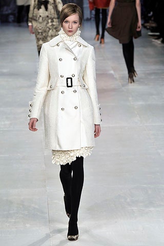 white fitted coat and dress