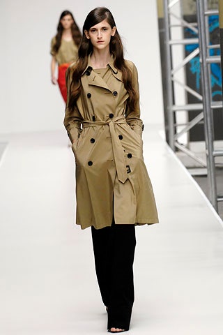 beige cotton long-sleeve collared fitted belted trench