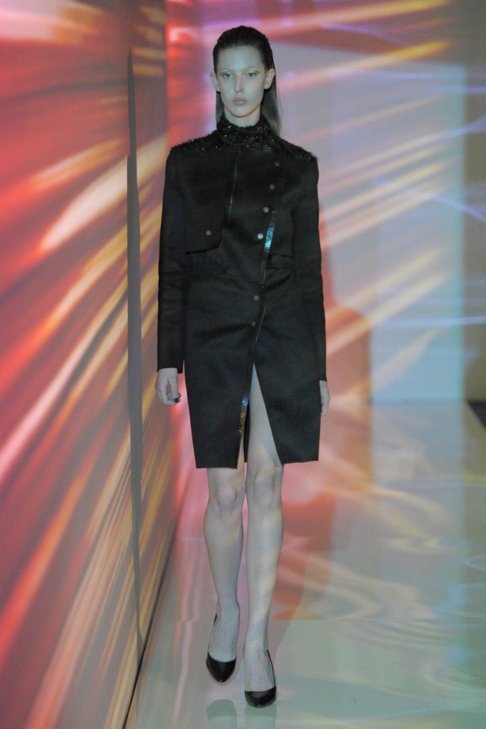 fitted black wool coat