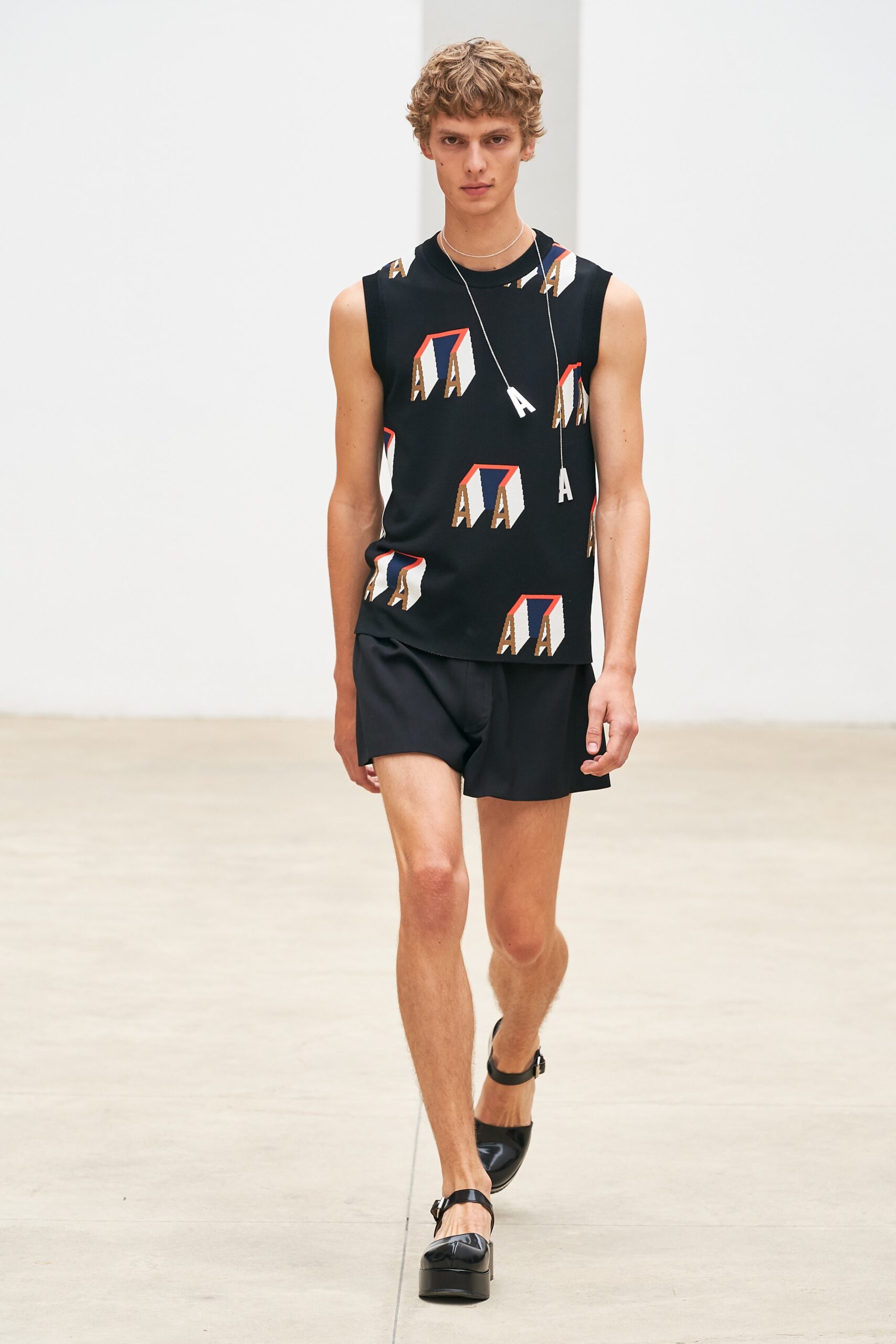 fitted black printed top and shorts