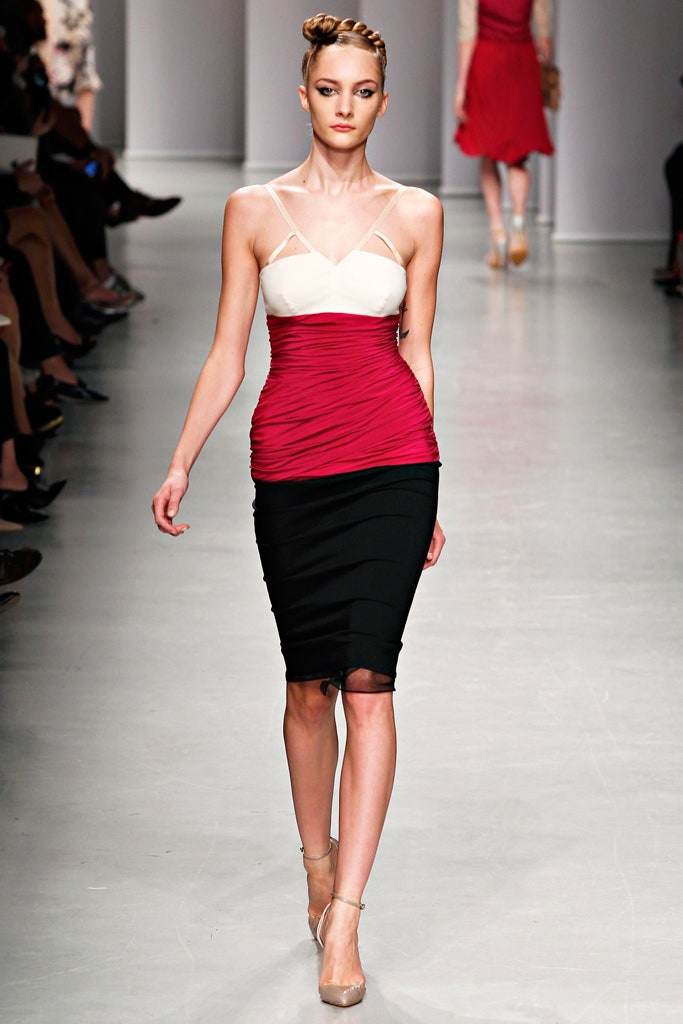 fitted midi dress with ruched detail