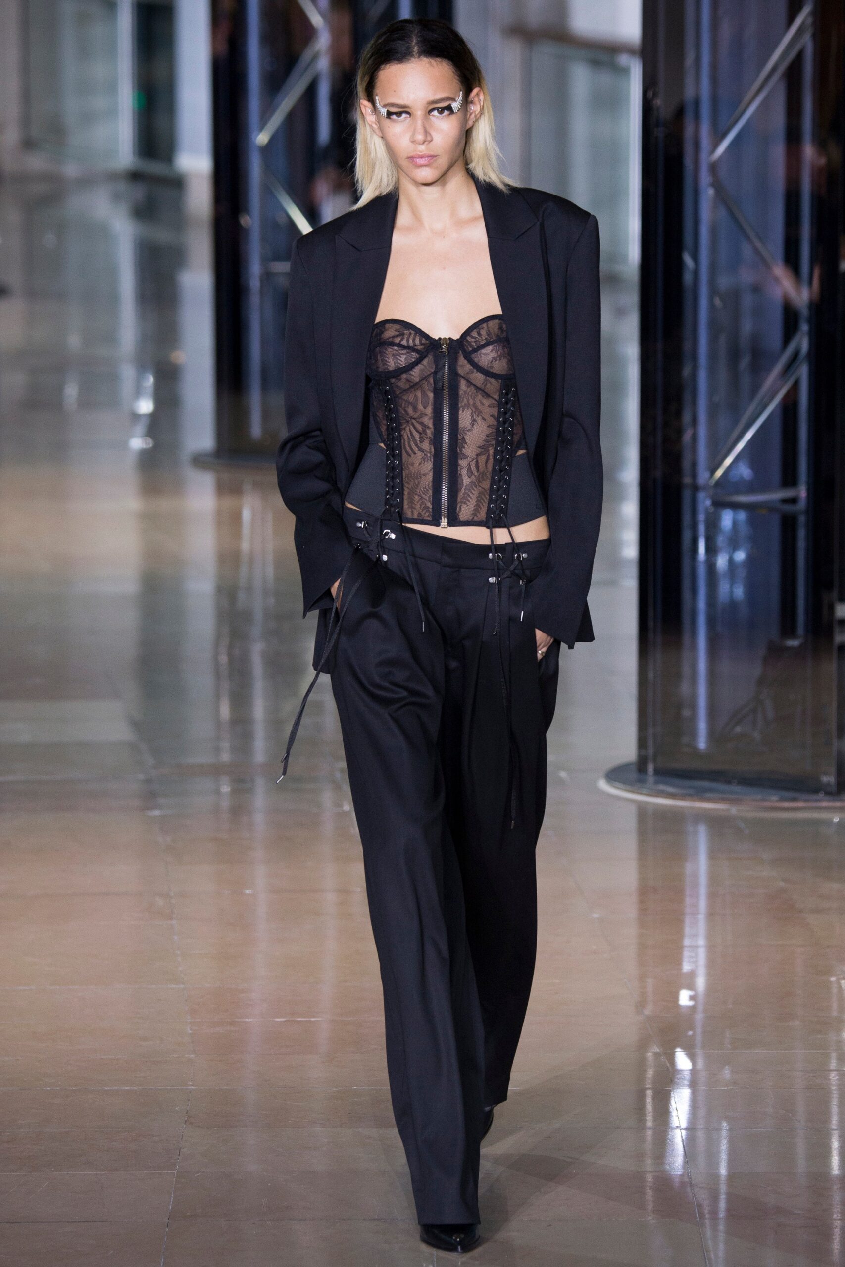 black tailored blazer with corset