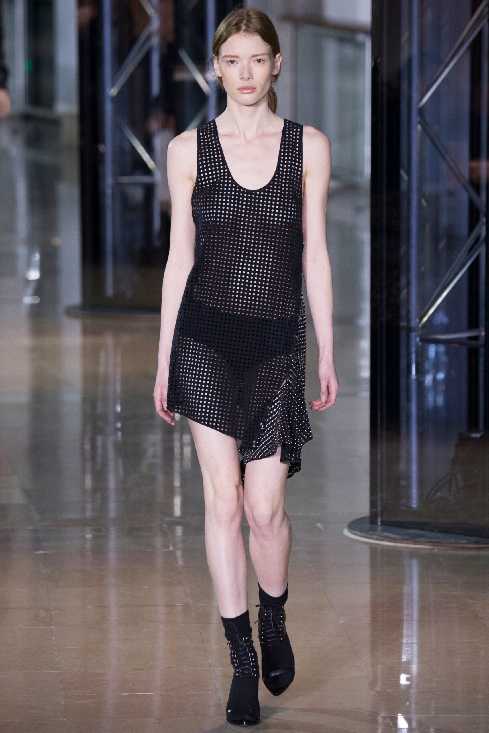 black mesh sleeveless dress