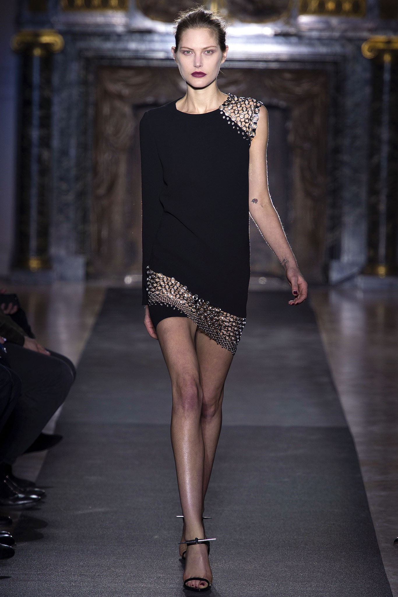 black silk asymmetric dress
