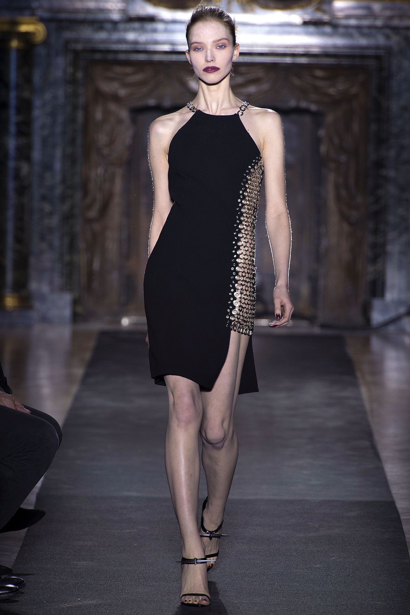 black silk sleeveless dress