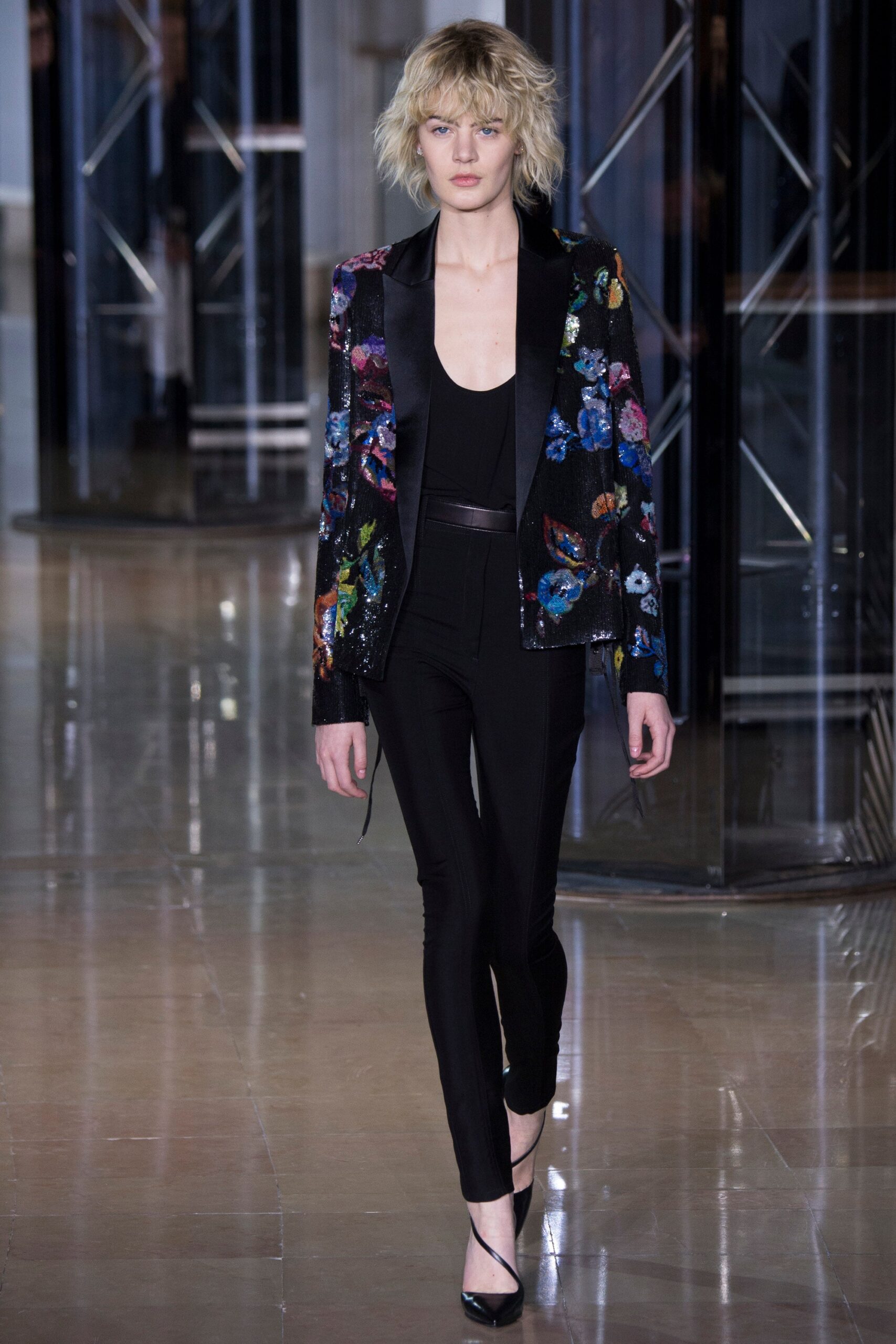 black fitted blazer and pants