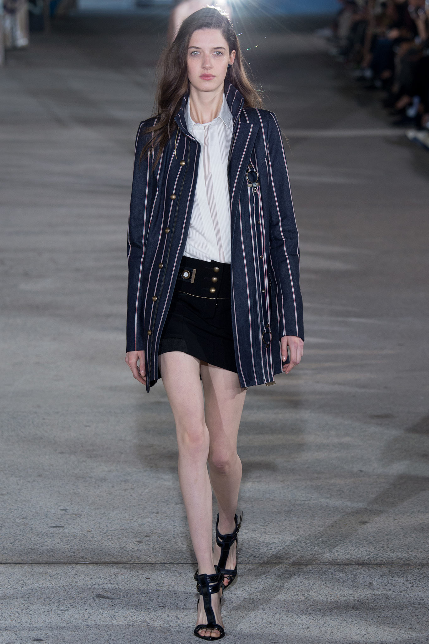 fitted blue jacket with white shirt