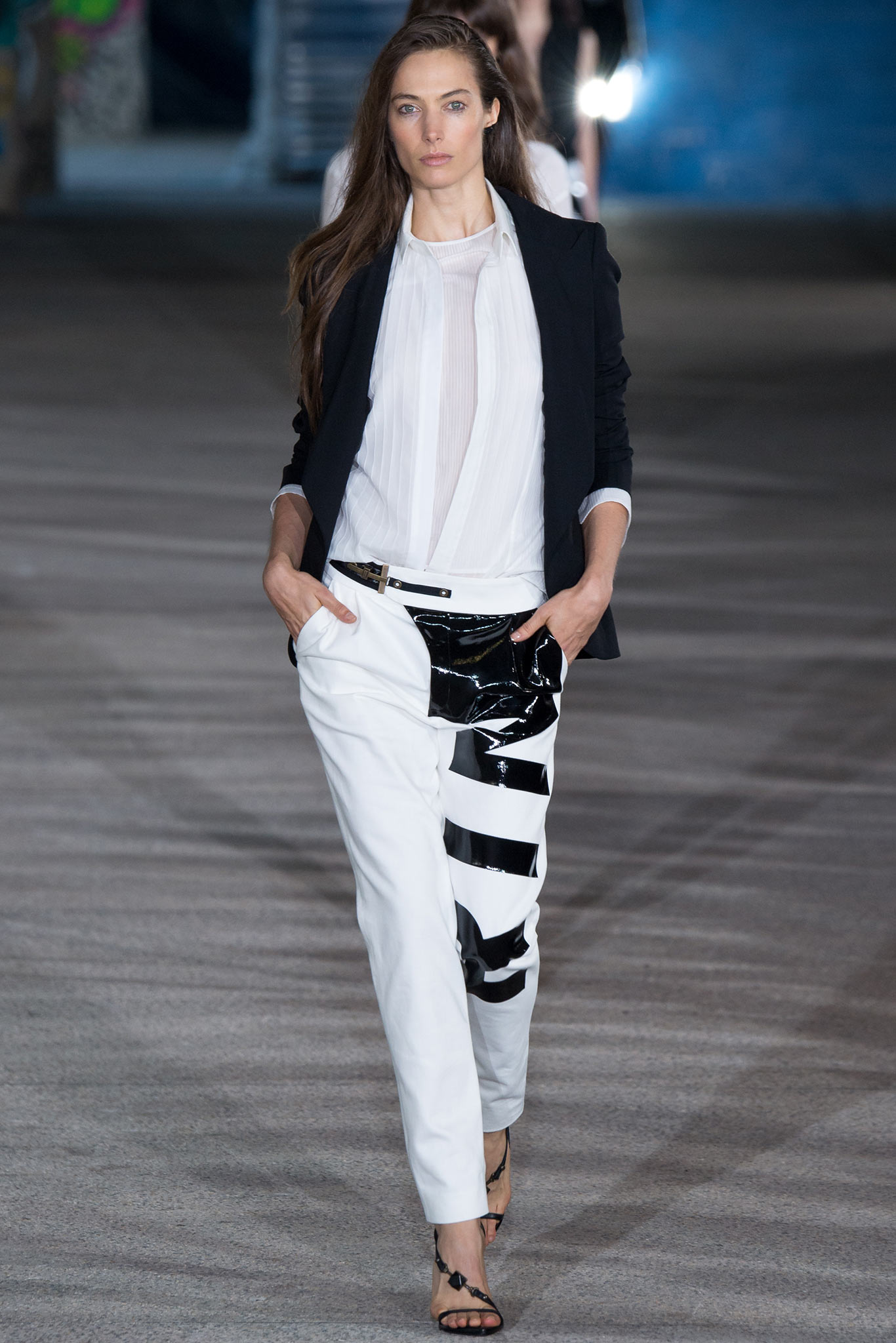 black blazer white shirt relaxed pants