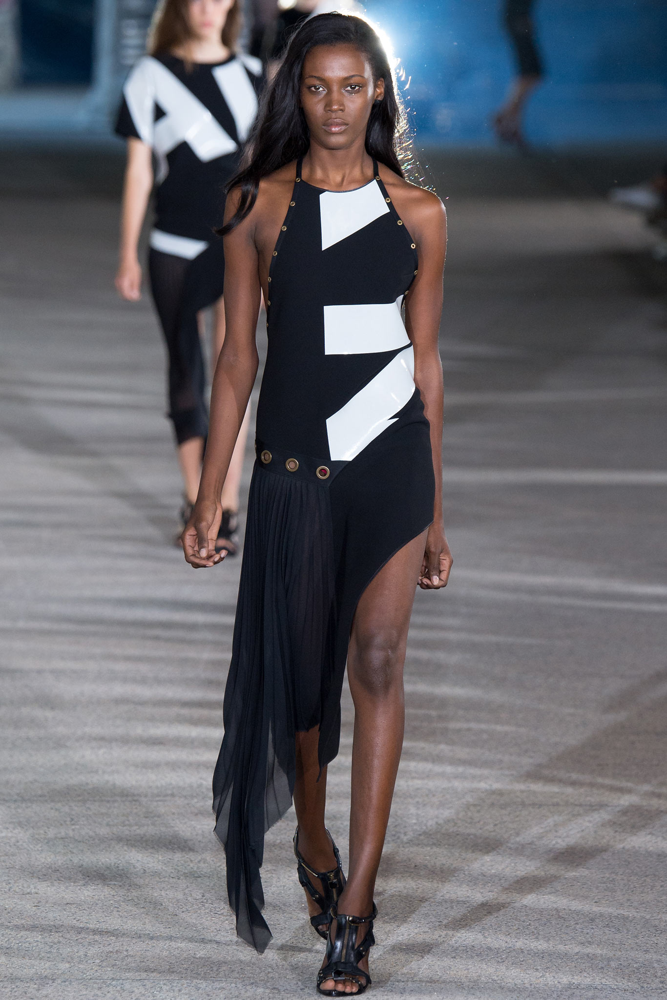 black and white asymmetric dress