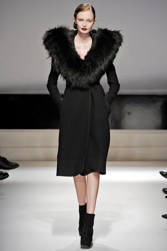 black wool coat with fur collar