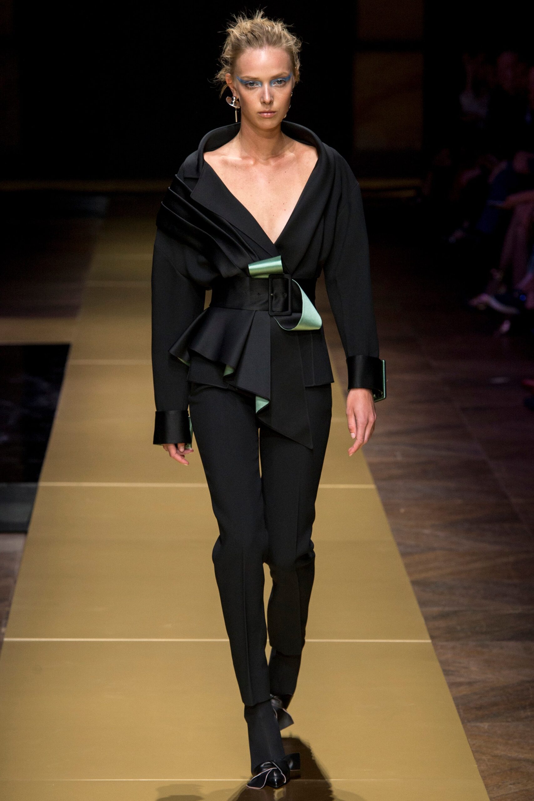 black fitted blazer and pants