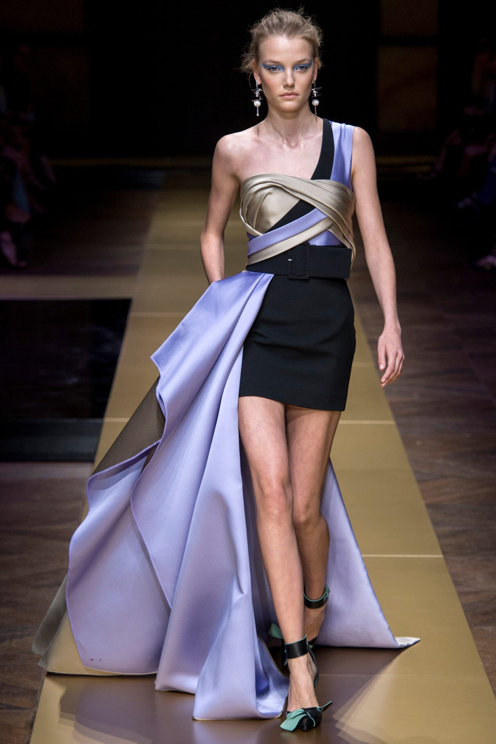 fitted asymmetric silk dress