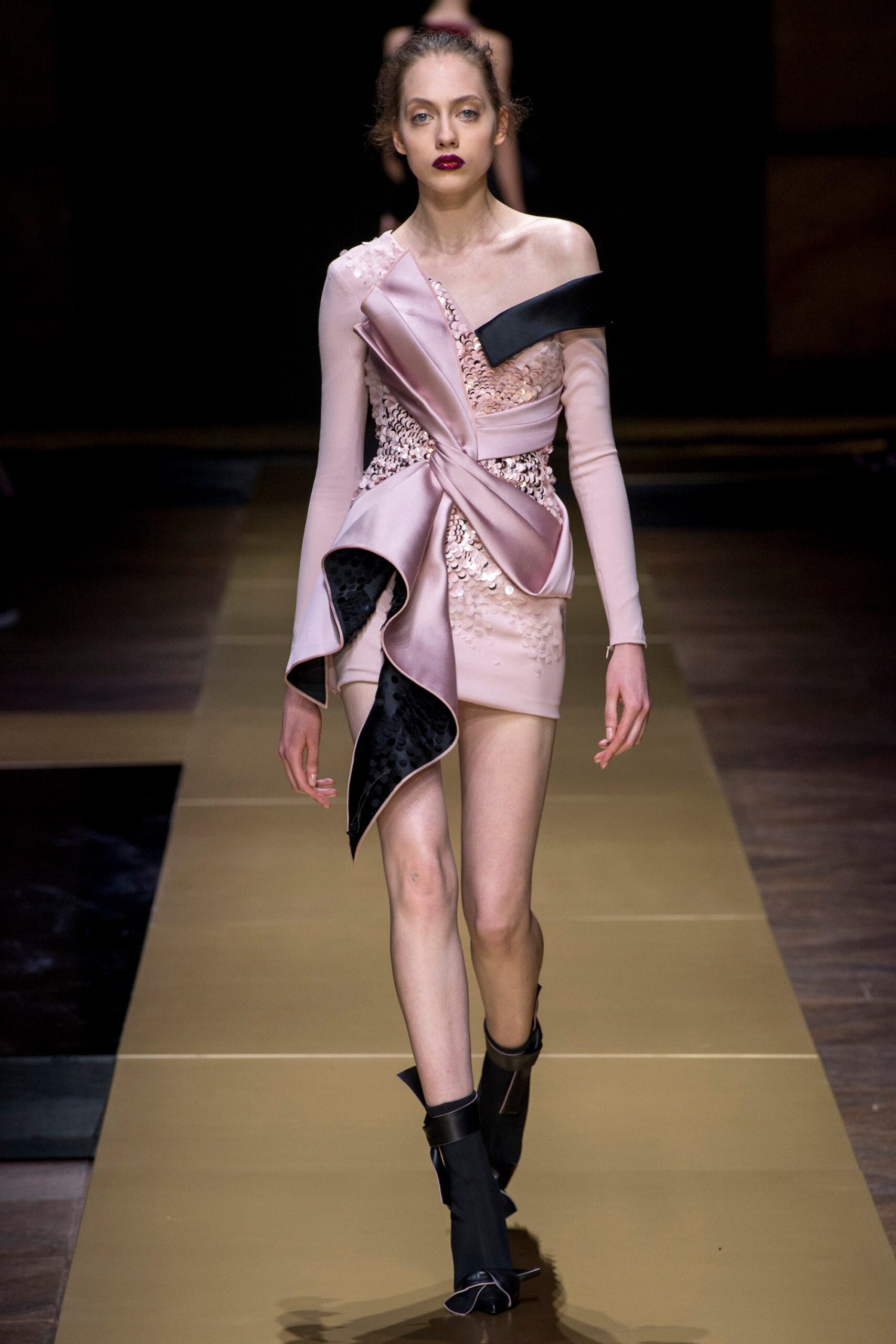 pink silk asymmetric dress