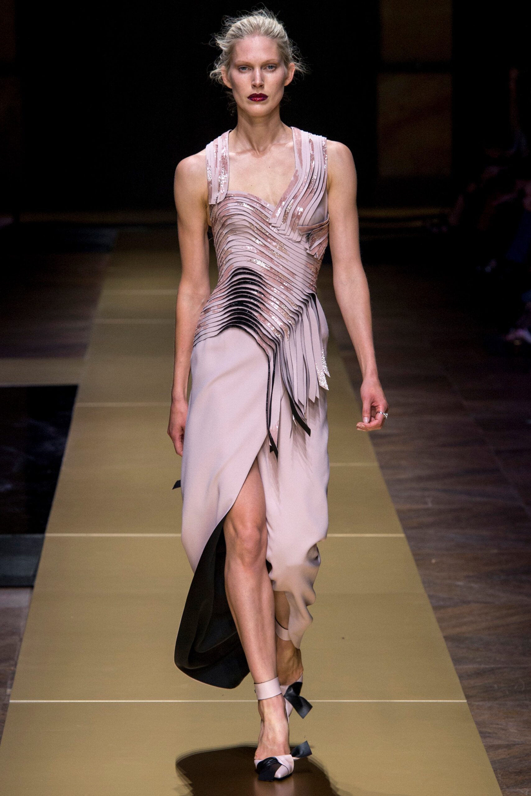 fitted pink silk dress