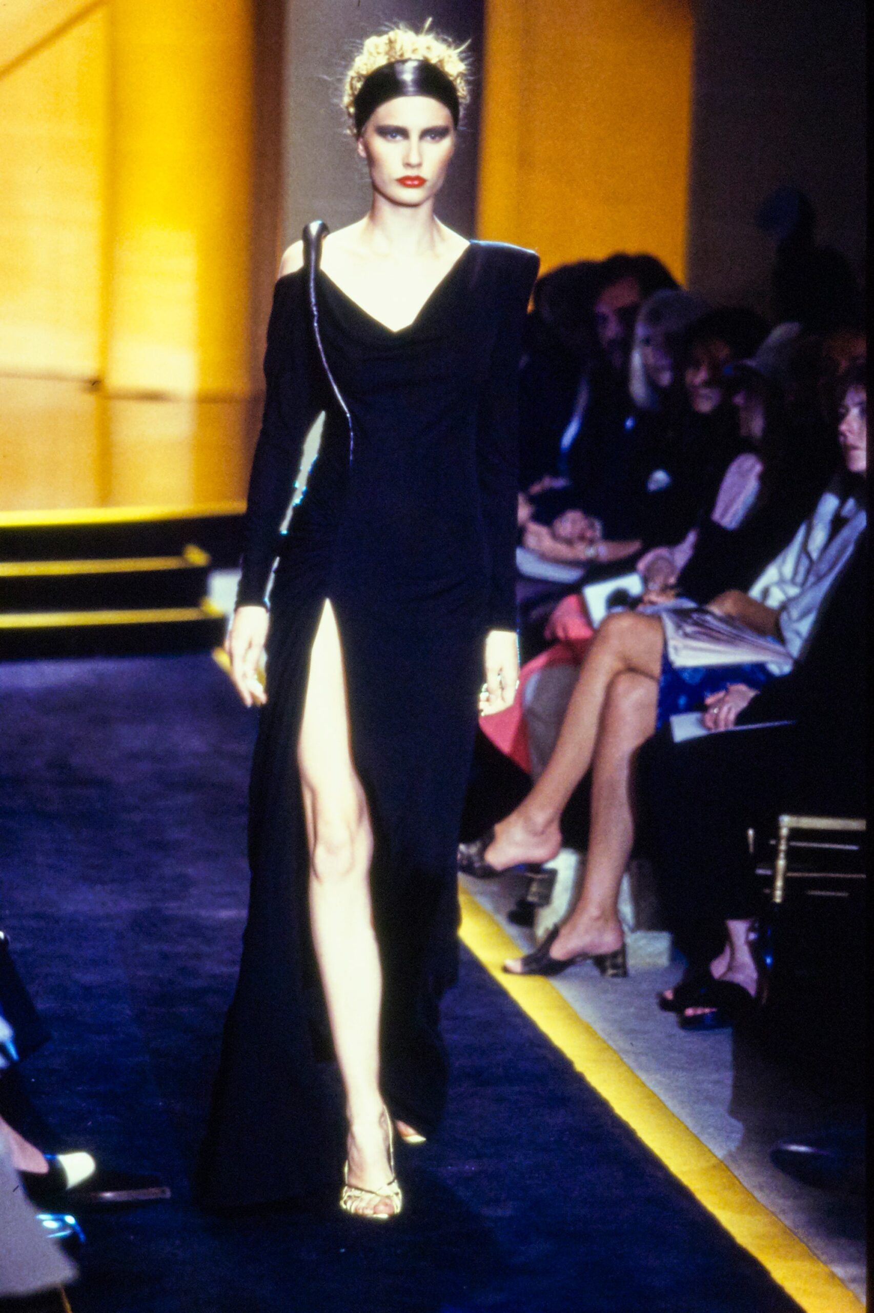 black silk fitted dress