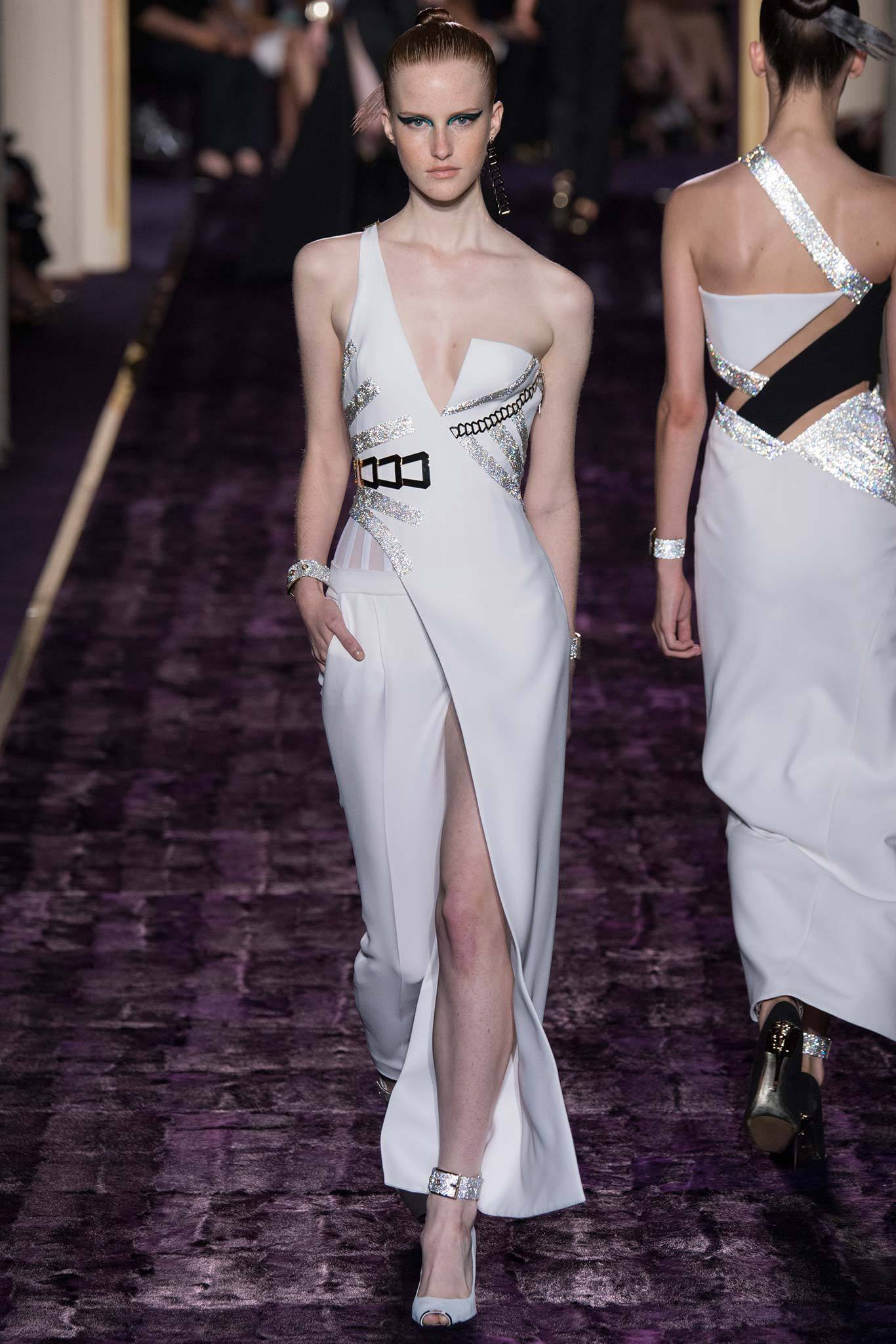 white silk fitted gown