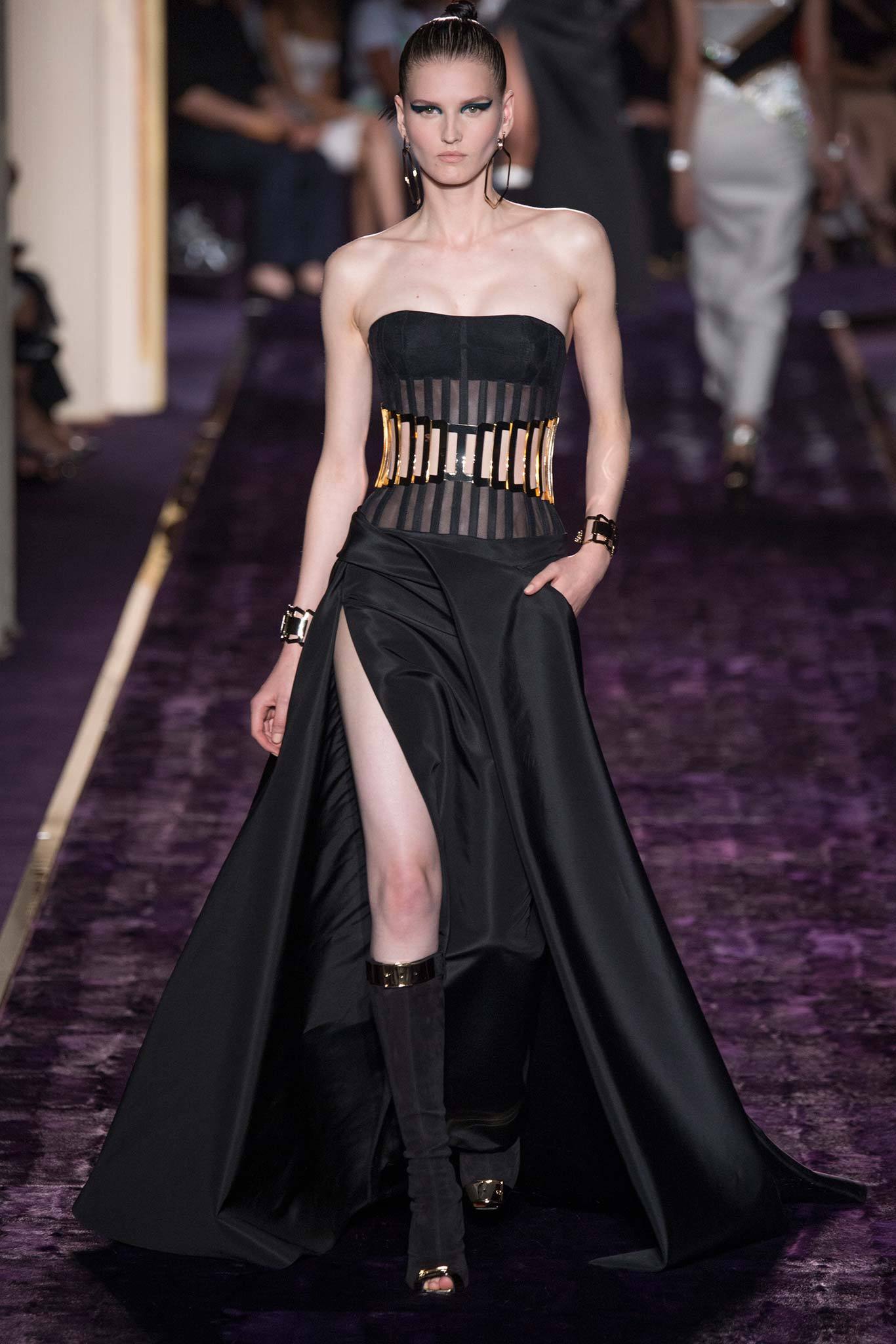 black silk gown with corset