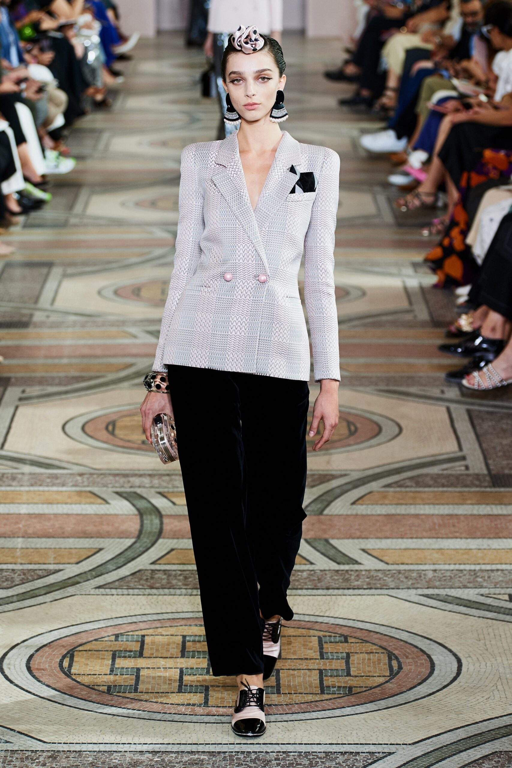 tailored black and white blazer with pants
