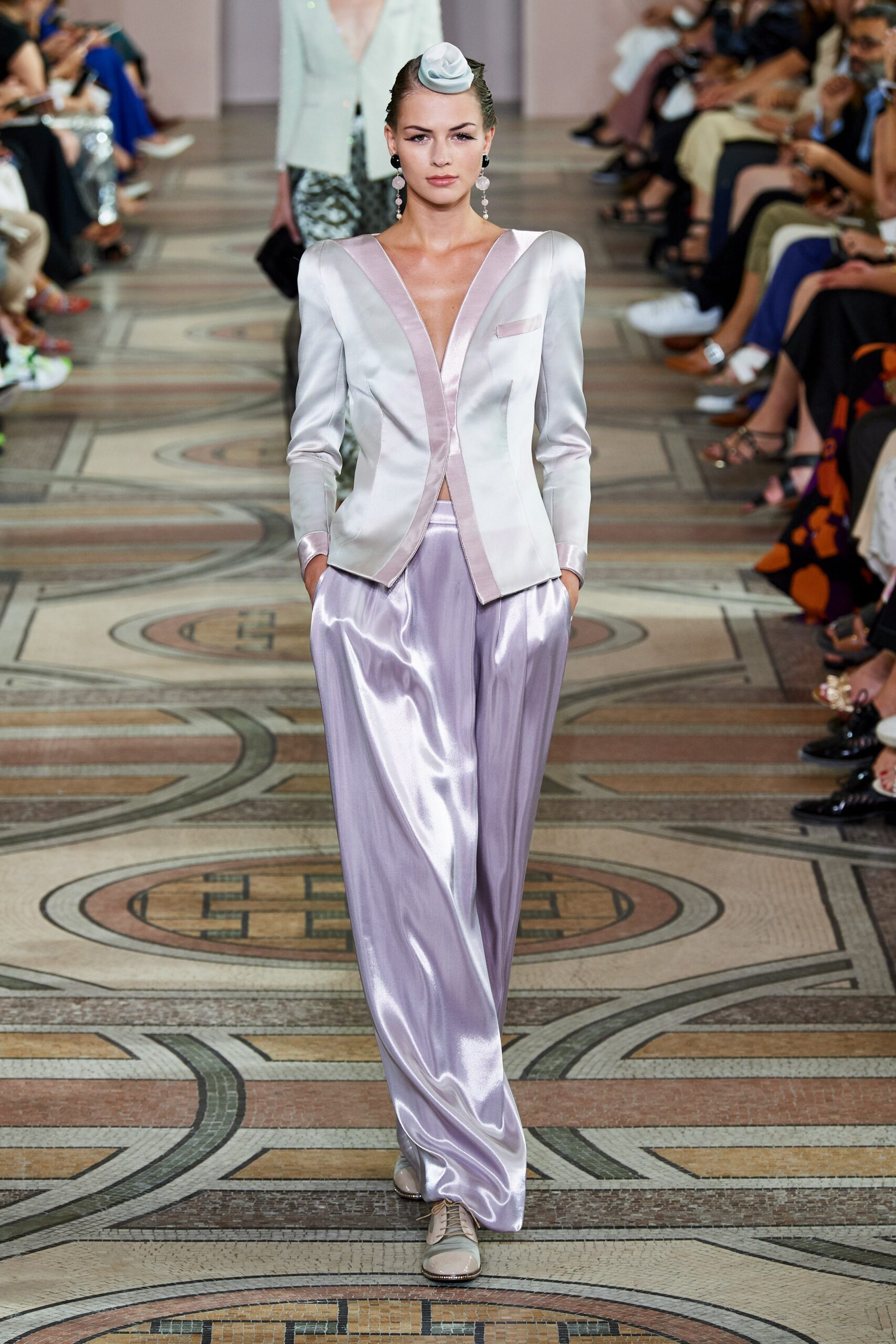 tailored white silk blazer